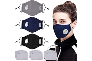 Aniwon Mouth Mask, 3 Pack Anti Dust Pollution With 6 Pcs Activated Carbon Filter Insert Fashion Cotton Face PM2.5 for Men Women