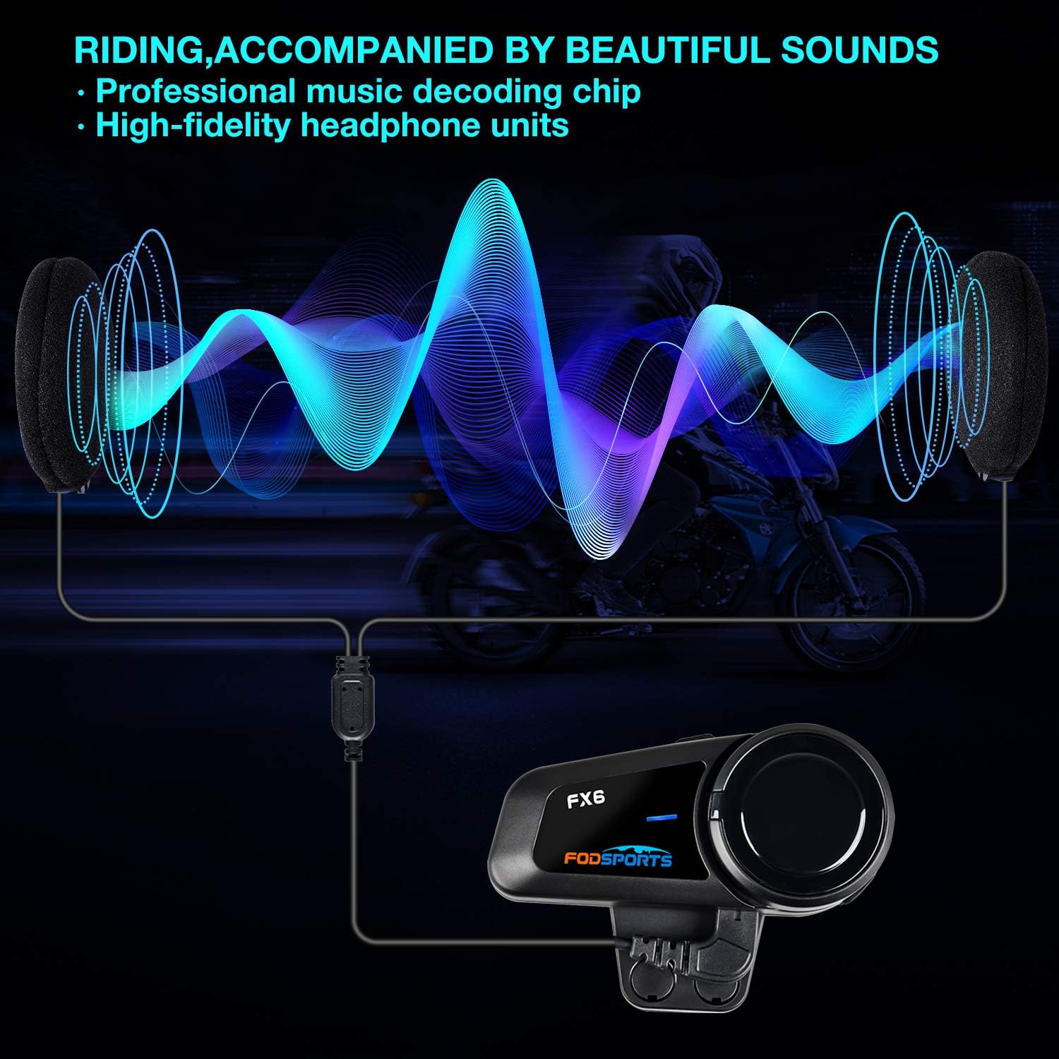 Fodsports FX6 Motorcycle Communication System - Image 3