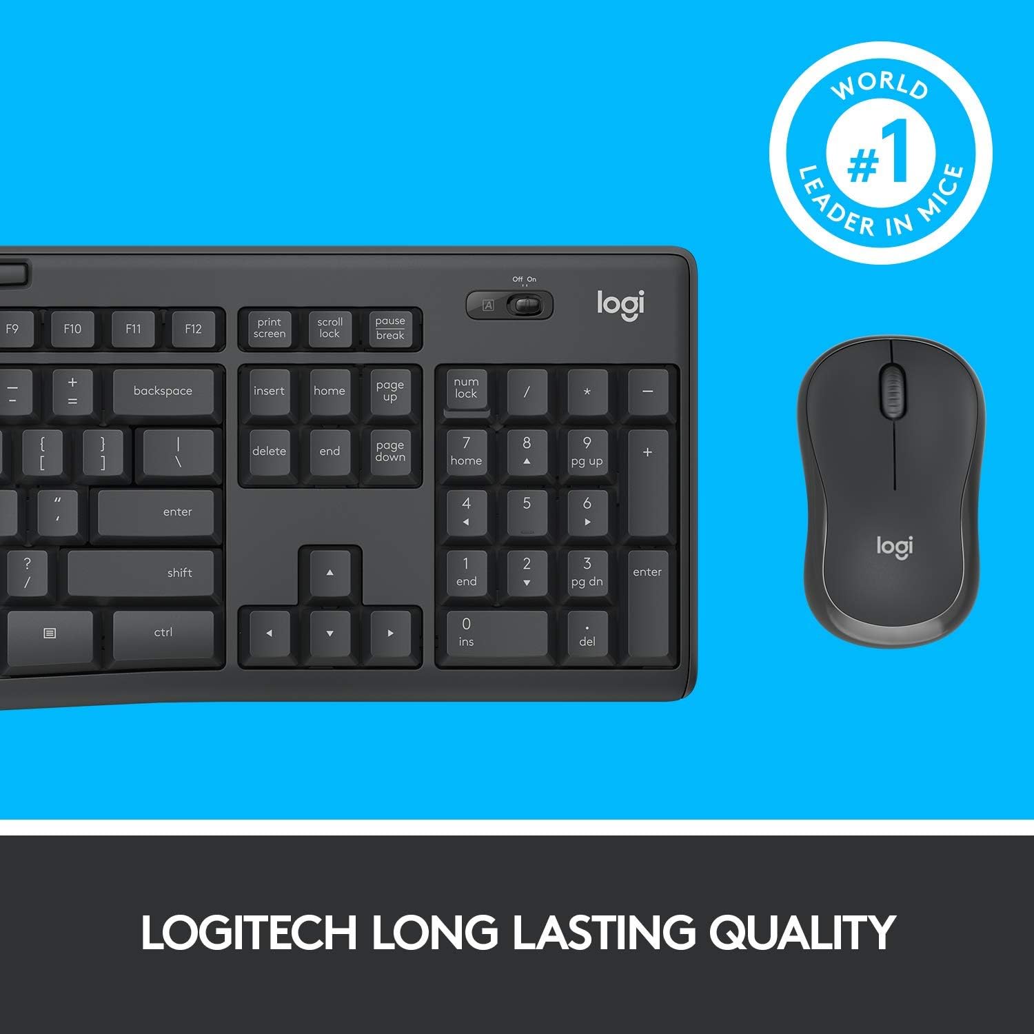 Logitech MK295 Wireless Mouse & Keyboard Combo with SilentTouch Technology, Full Numpad, Advanced Optical Tracking, Lag-Free Wireless, 90% Less Noise - Graphite: Computers & Accessories
