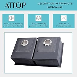 ATTOP Double Bowls Undermount Sink With Faucet,32