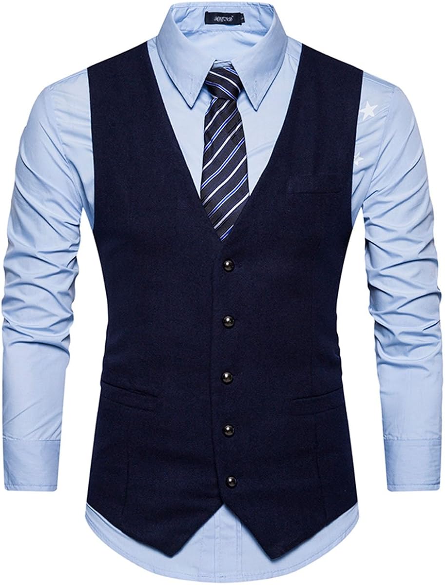ZYFGfree Fashion Professional Waistcoat Sleeveless Single Button Solid