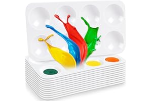 Hulameda 12pcs Paint Tray Palettes for Kids, White Plastic Paint Tray for Painting Party, DIY Craft and Art Painting- Rectangular