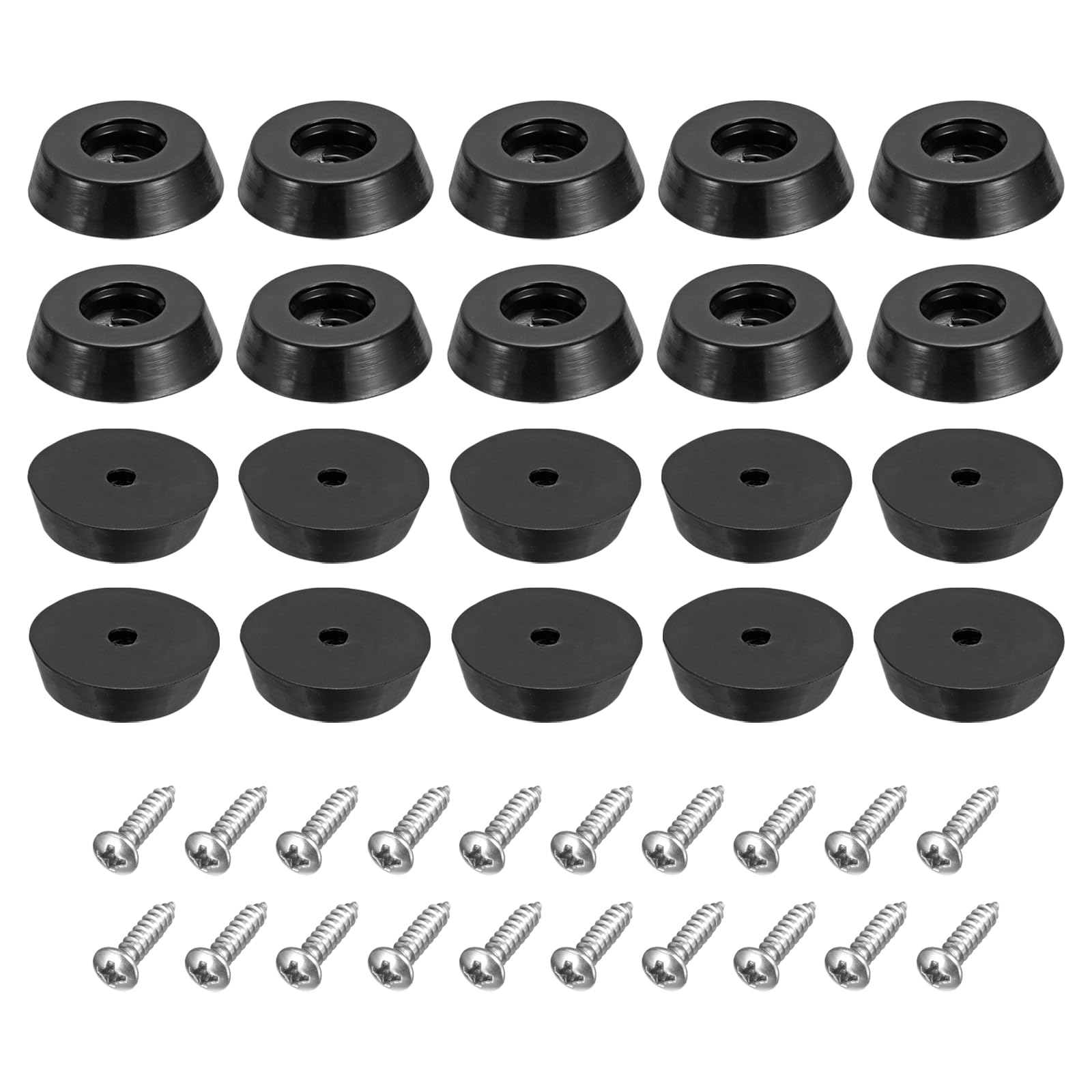 uxcell 100Pcs Rubber Bumper Feet, 5mm H x 18mm W Round Pads with Stainless Steel Washer and Screws for Furniture, Appliances, Electronics