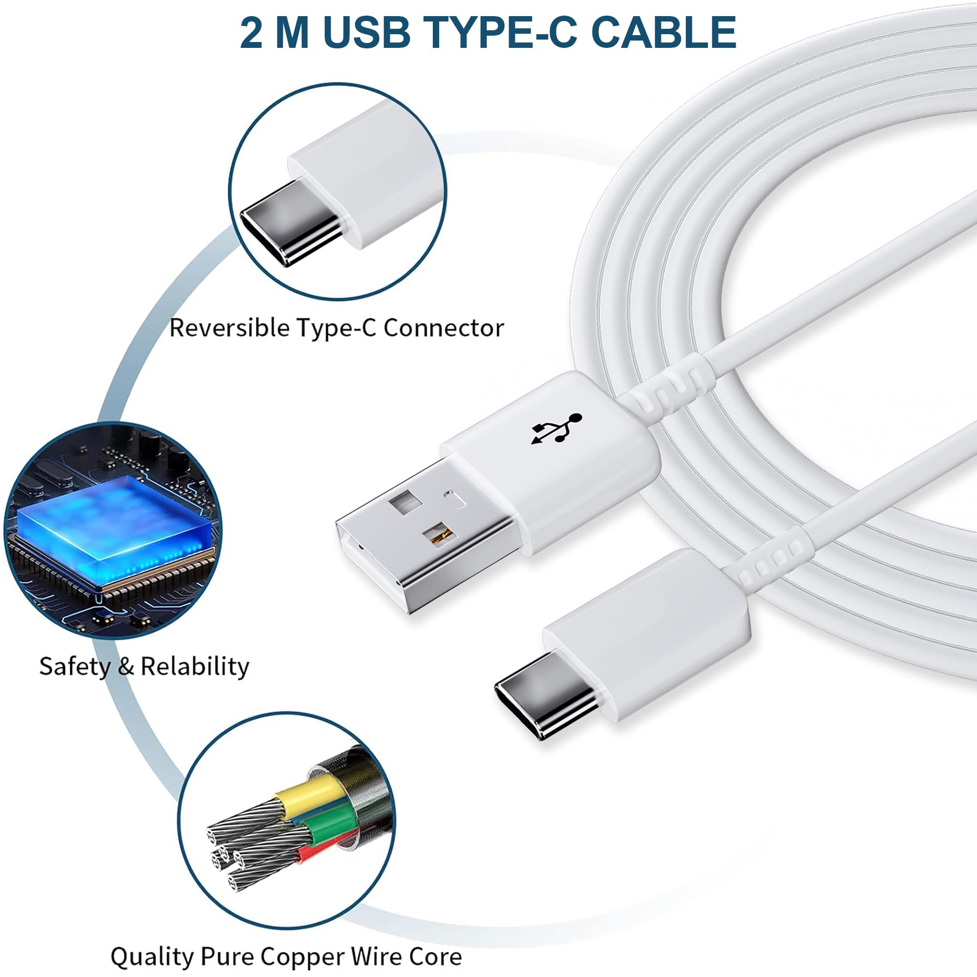 Ladegerät Schnellladegerät mit 2m Ladekabel USB C Schnellladekabel für Samsung Galaxy S21 S20 S10 S9 S8 A05S A06 A13 A14 A15 A16 A20 A25 A33 A34 A35 A36 A40 A52s A53 A54 A55 A56 M35 M33 M14 Handy 4