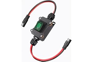 DAOHAODELI DC 12V Inline Power Toggle Switch, IP67 Waterproof 12AWG ON/Off Switch SAE Cable with Quick Connect/Disconnect Green Light Button, Suit for Camp Trailer,Motorcycle,Solar Panel,RV, or Others Devices