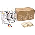 Ecozoi Stainless Steel Popsicle Molds, 6 Metal Ice Popsicle Makers, 30 Reusable Bamboo Sticks, 12 Silicone Seals and 1 Rack, Eco Popsicle Molds for Kids and Adults, 3 oz Per Mold (Round)