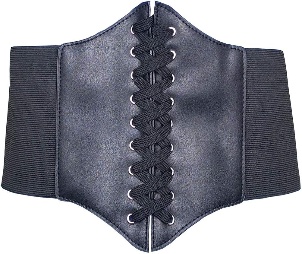 HOEREV Women Girls Elastic Wide Band Elastic Tied Waspie Corset Waist Belt Bustiers Halloween Corsets Size XS-XXXL at  Women’s Clothing store