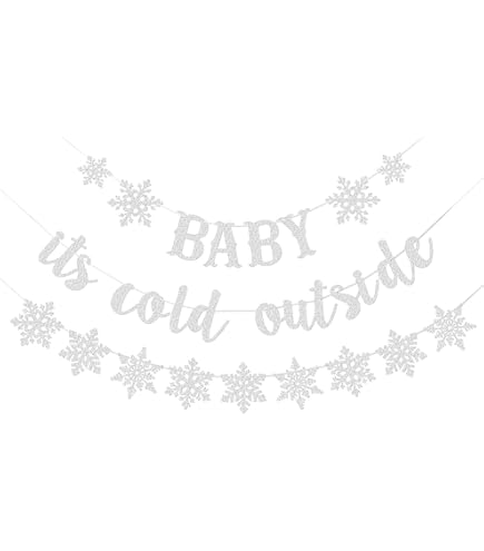 Rose Gold Glitter 'Baby It's Cold Outside' Banner - Winter Wonderland, Baby Shower, Christmas Party Decor