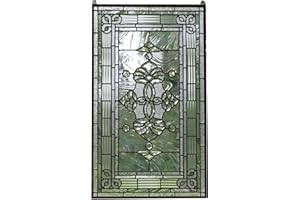 TMI ART PANEL 20" x 34" All Clear Beveled Stained Glass Hanging Window Panel