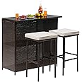 Wicker Patio Furniture 3 Piece Patio Set Chairs Wicker Outdoor Rattan Conversation Sets Bistro Set Coffee Table for Yard or B