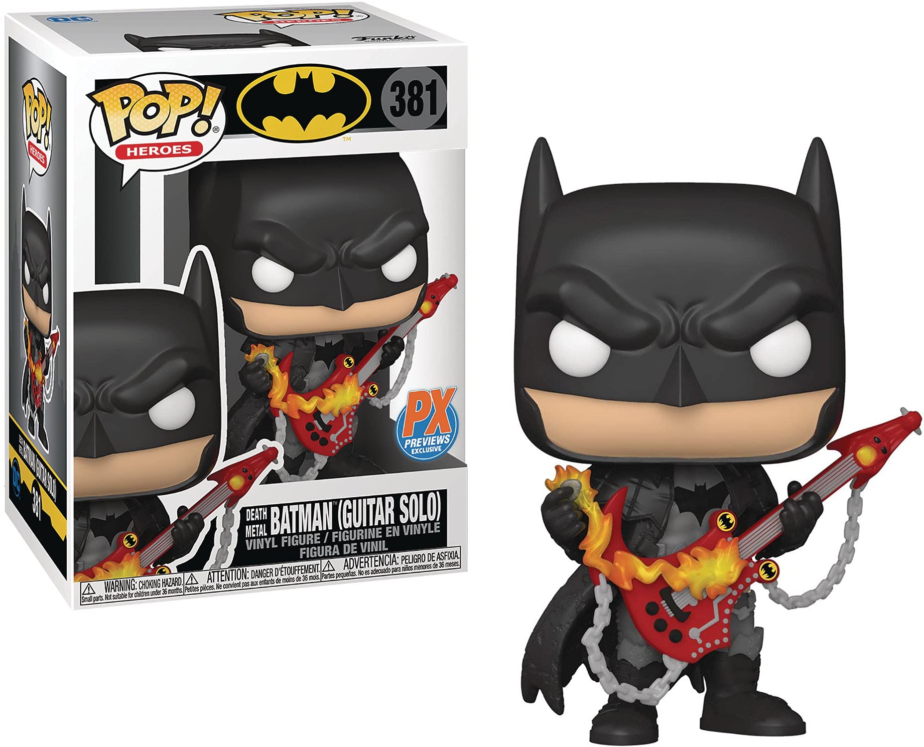 Funko POP DC HEROES DARK KNIGHTS METAL BATMAN W/GUITAR PX VIN FIG