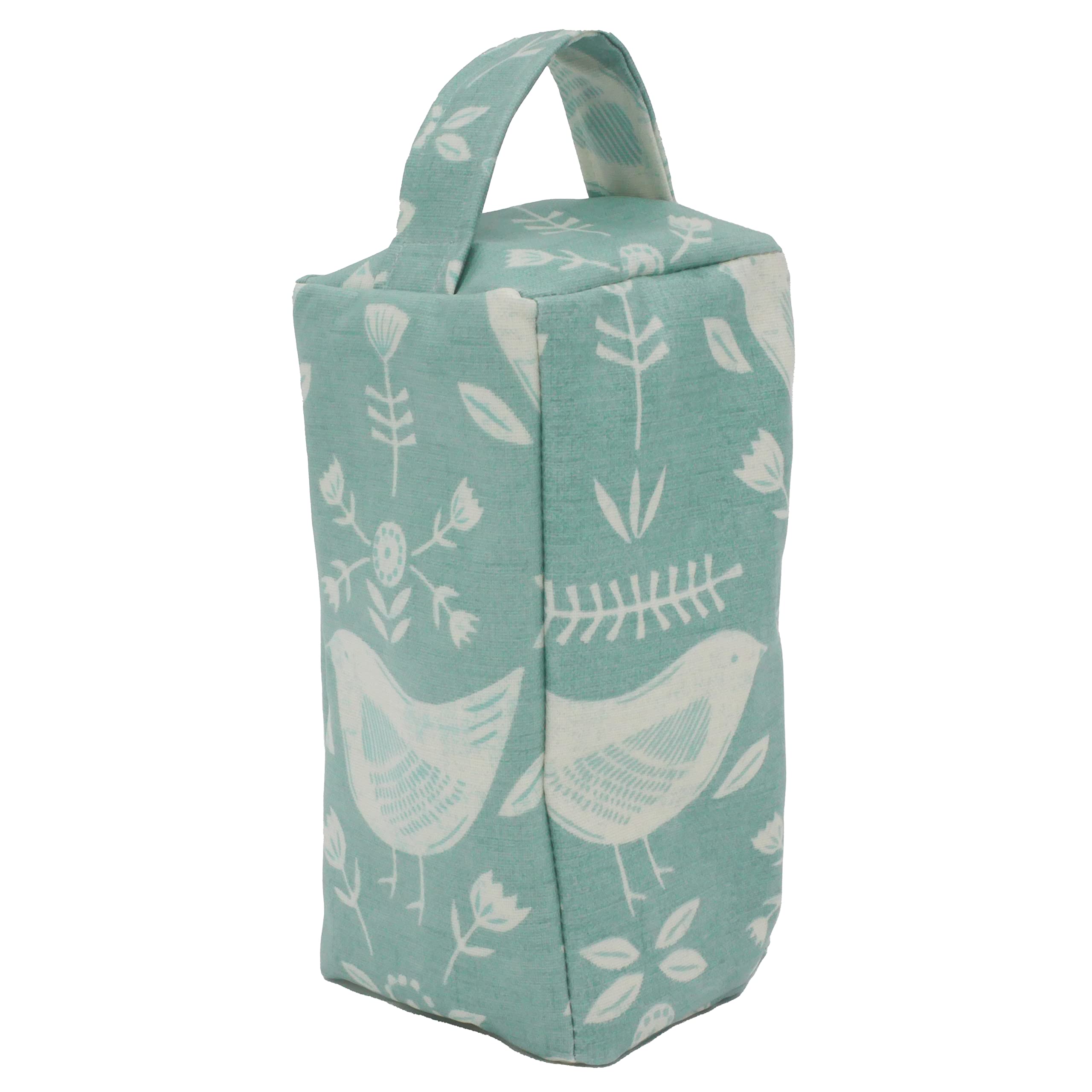 Fabric Door Stop, Tall Decorative Oilcloth Door Stopper for Outdoor, Indoor, Patio, Kitchen, Bedroom Use - 20cm/8in Tall Fabric Door Stop - Unfilled (Narvik Duck Egg)