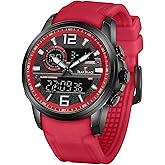 TEARTRACE Men's Watch Analog-Digital Chronograph Waterproof Sport Watch Calendar Date Luminous Alarm Casual Work Hiking Running Wrist Watch with Second Hand and Silicone Strap