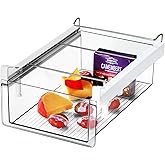 vacane Upgraded Refrigerator Drawers Organizer - Pull Out Fridge Bins with Handle, Extra-Long 19.5" Stretchable and Deep Storage