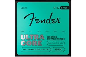 Fender Ultracore™ 1250 Electric Guitar Strings 3-Pack, 1250L Nickel Plated Steel, Gauges .009-.042, Ball End, 3-Packs of 6