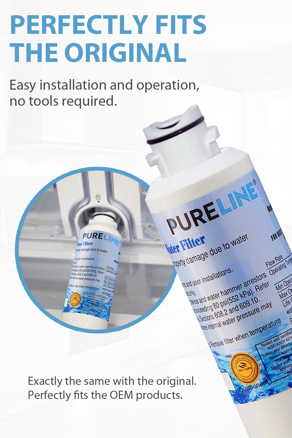 Pure Line Refrigerator Water Filter, Compatible with Samsung DA29