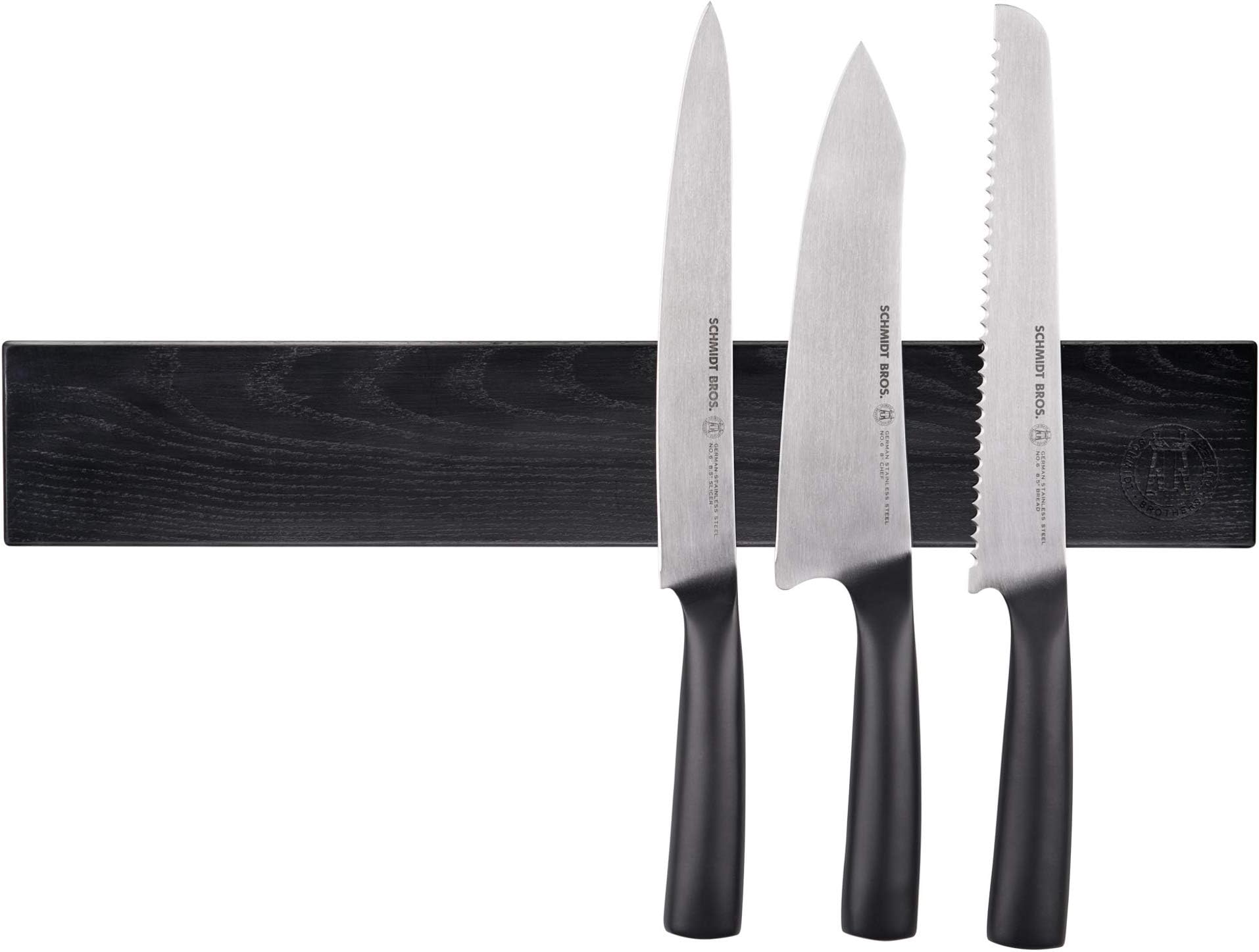 Schmidt Brothers - Black 18" Magnetic Knife Wall Bar, Universal Cutlery Storage Fits 8 - 10 Knives