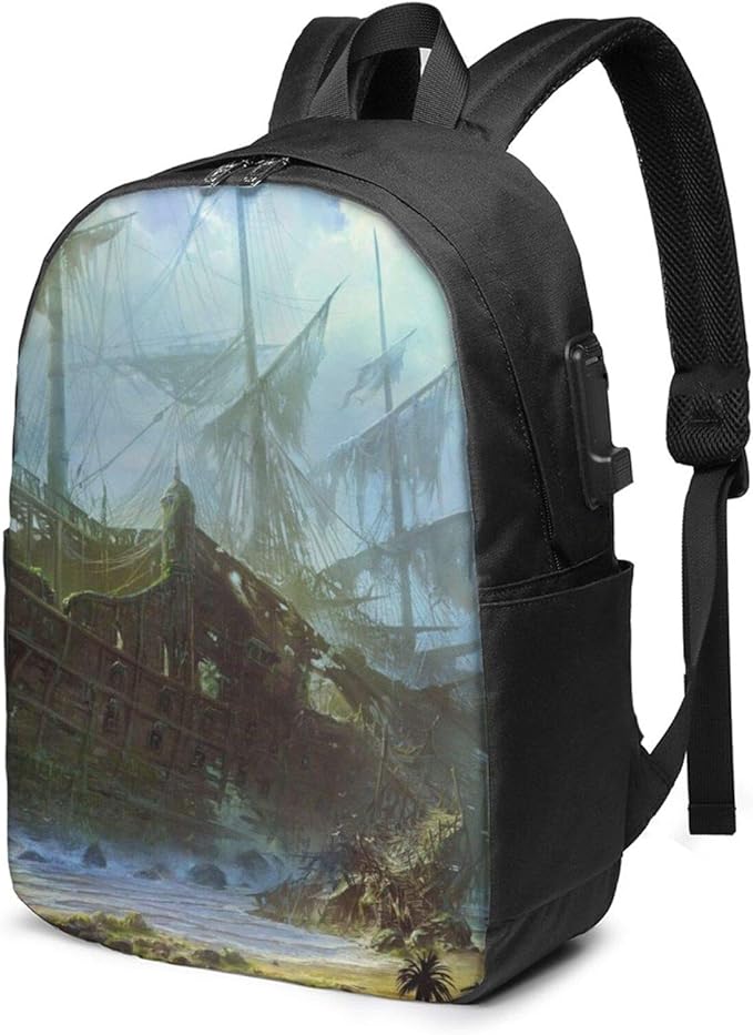 Usb Backpack Abandoned Cruise Ship At Sea Laptop Backpack Fit 17 Inch