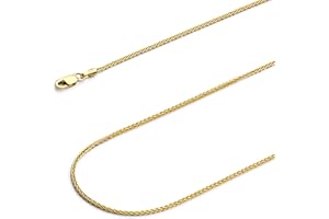 Wellingsale 14K Solid Gold Round Wheat Chains (Select Options)