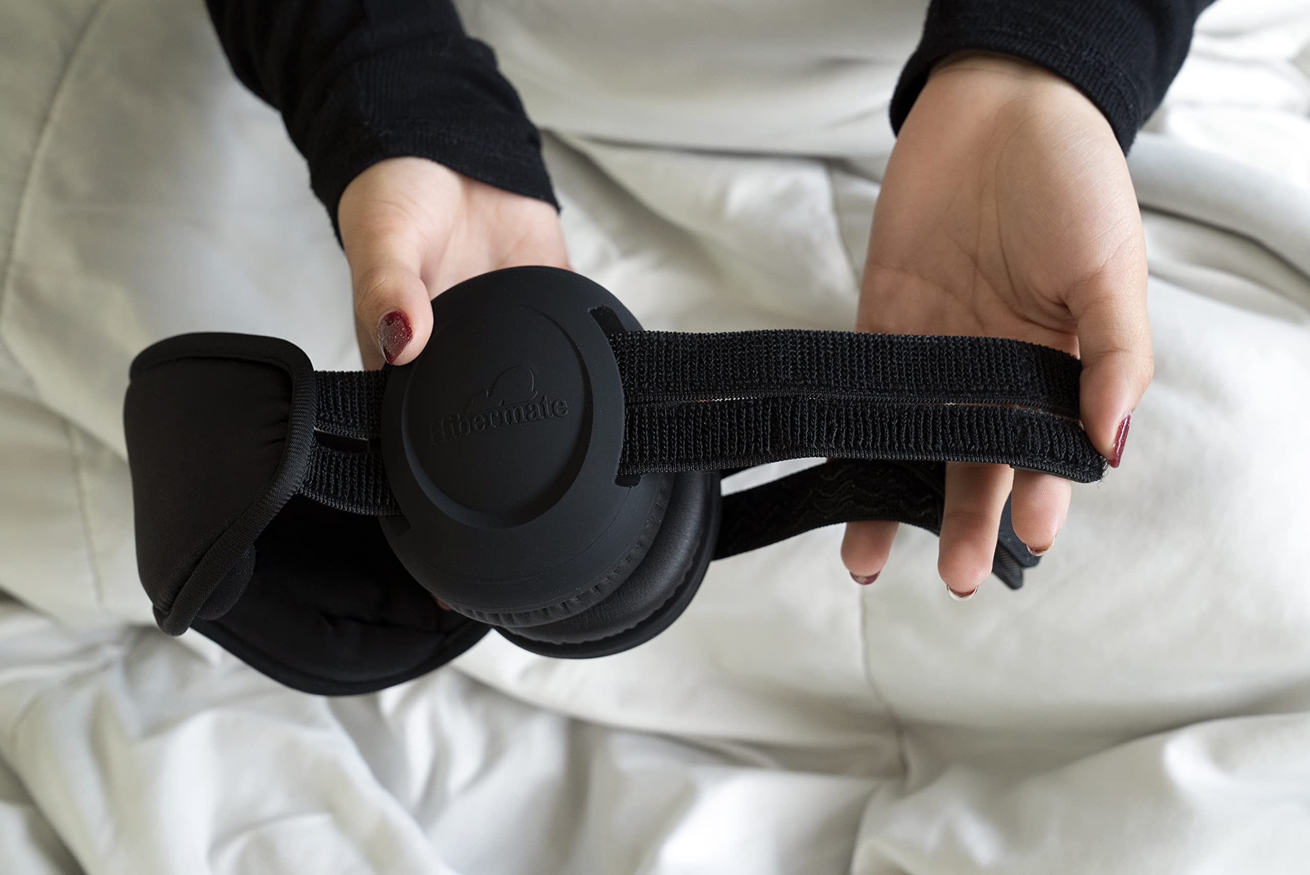 Hibermate Ear Muffs for Sleeping. Luxury Eye Mask with Ear Muffs for Sleep. Dampens Sounds in Noisy Environments, from Snoring, or While Travelling.
