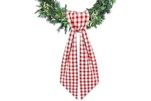 Ftuuo Wreath Sash for Front Door Red White Buffalo Plaid Seersucker Wreath Satin Sash Burlap Garland Ribbon Accessories for Wreath Yard Doorway Indoor Outdoor Bow Bridal Shower Home Decor,5.1 x 54.3