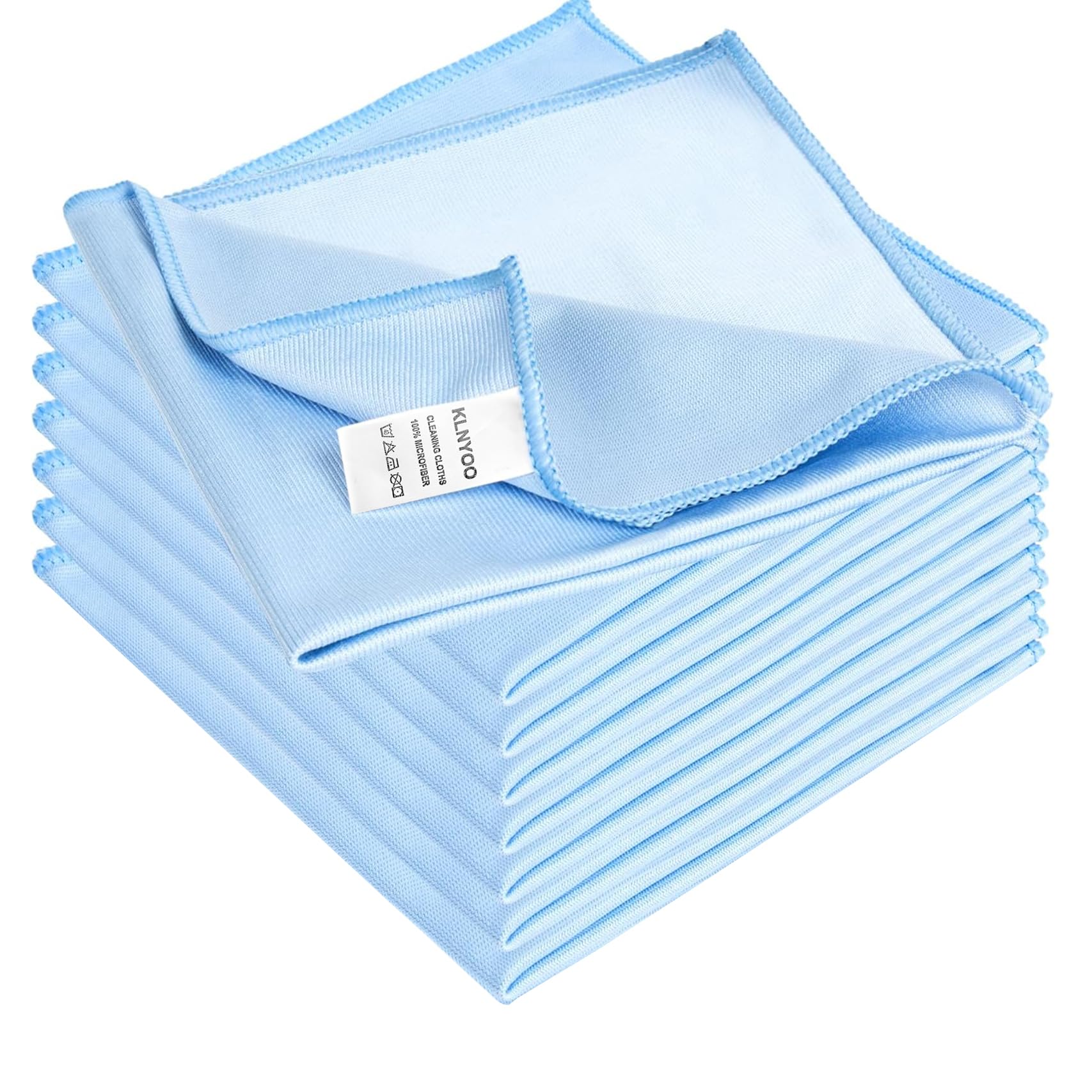 KLNYOO Microfiber Glass Cleaning Cloths Lint Free Streak Free Quickly and Easily Clean Windows & Mirrors Without Chemicals Polishing Cloth 40x40cm 8 Pack Blue