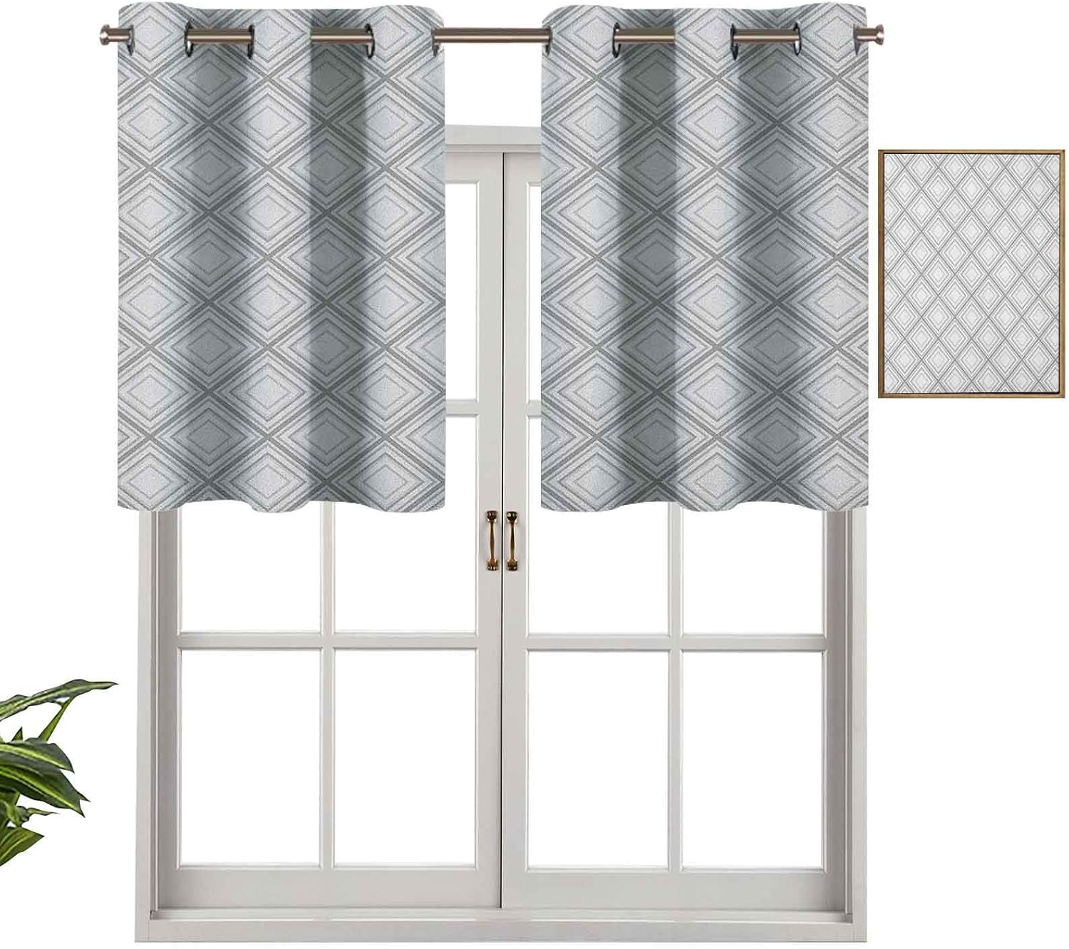 Small Window Valance Curtains Home Decor Minimalist Repeating Diamond