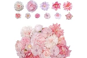 Haakong 27 Pcs Faux Flowers Small Artificial Flower for DIY Craft Supplies for Wedding Party Graduation Home Decor (27, Pink)