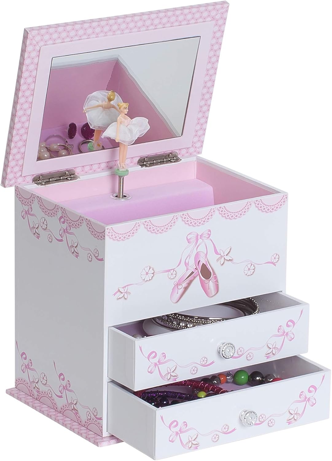 Angel Ballerina Music Jewelry Box for Girls, Necklace and Earring Organizer