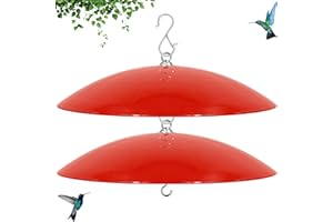ANDERGI Bird Feeder Dome Guard,Squirrel Baffle for Hanging Feeder,16-Inch Squirrel Cover for Shepherd's Hook in The Outdoors (Red), 2 Pack