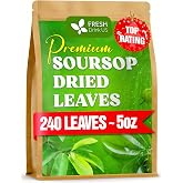 FreshDrinkUS, 240+ Premium Soursop Graviola Dried Leaves Tea, 230-250 Whole Soursop Leaves, Wildcrafted, Graviola , Guanabana , Hoja Guanabana, Loose Leaf Herbal , No Gluten, Vegan
