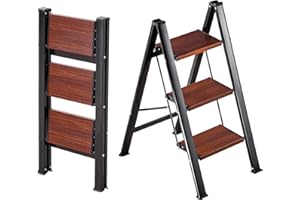 VEVOR 3 Step Ladder, Folding Step Stool with Wide Anti-Slip Pedal and Comfort Handgrip, Lightweight 330 lbs Capacity Portable