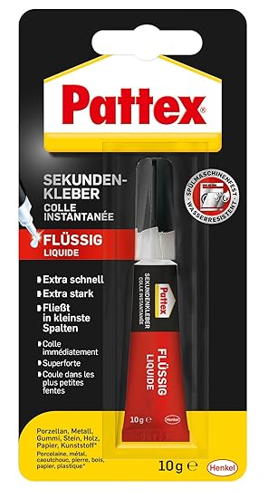 Pattex Sekundenkleber Flüssig, spülmaschinenfester Superkleber für viele Sofortreparaturen, schnelltrocknender farbloser Flüs
