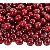 350pcs 12mm Dark Red Wood Beads Beads for Crafts with Holes DIY Bead Cranberry Red Wooden Beads Spacer Beads for Macrame Supplies DIY Handcraft Projects, Crafting Supplies