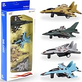 4 Pack: Diecast Fighter Jets Pullback Airplane Military Plane Toys Army Air Force Party Favors Kids Playset and Durable Die-cast Metal Miniature Aircraft Models for Imaginative Play