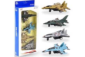 LIBERTY IMPORTS 4 Pack: Diecast Fighter Jets Pullback Airplane Military Plane Toys Army Air Force Party Favors Kids Playset and Durable Die-cast Metal Miniature Aircraft Models for Imaginative Play