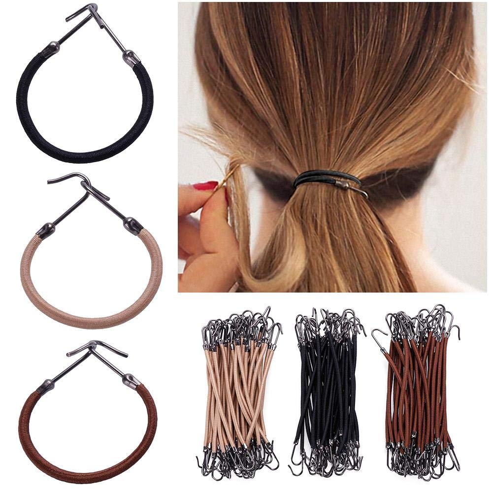 Zhuotop 15pcs Elastic Hair Bands Hook Ponytail Clip Holder Rubber