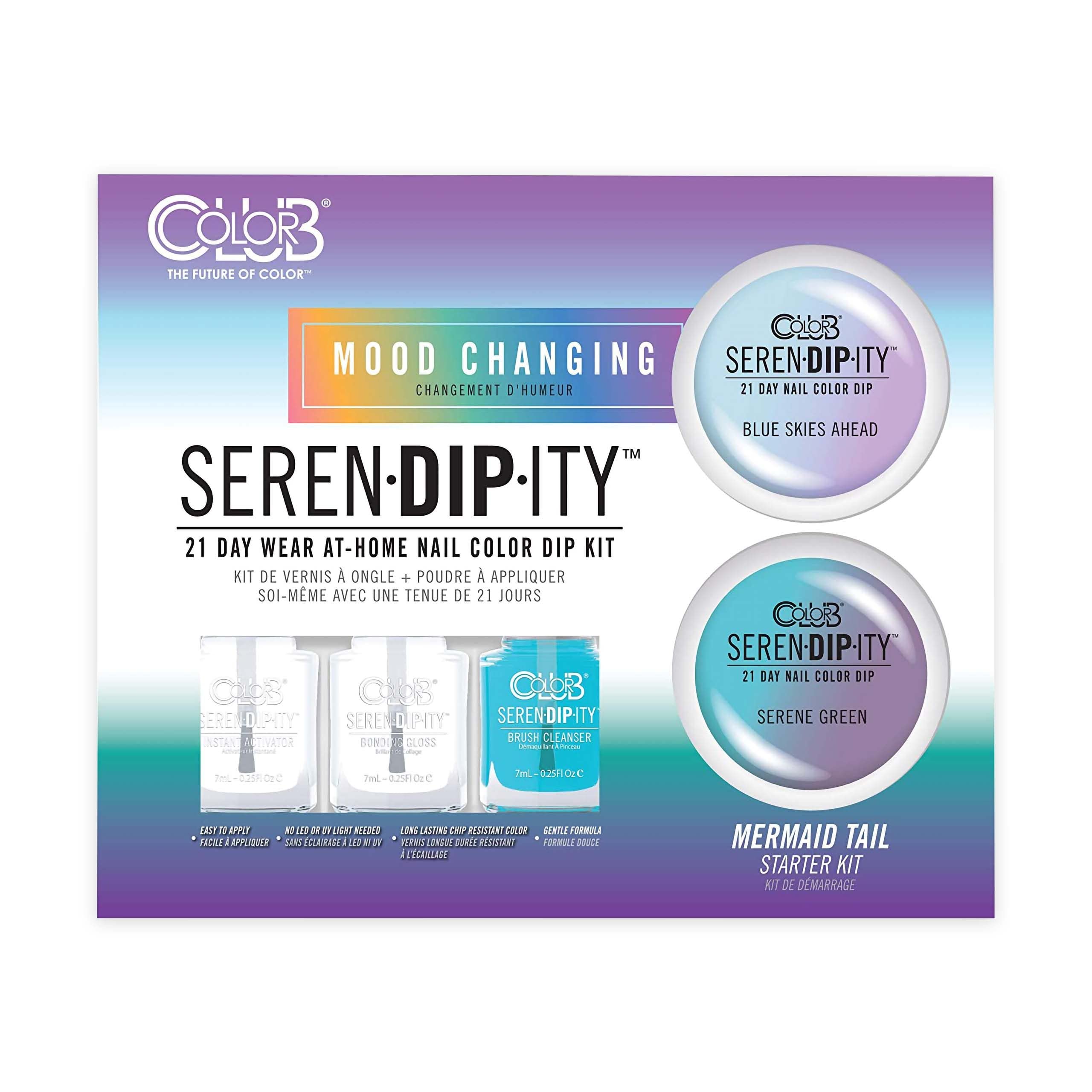 Color Club Dip Powder Nail Kit Serendipity Manicure Mermaid's Tail | DIY Nail Salon Gel Dip Powder, Blue