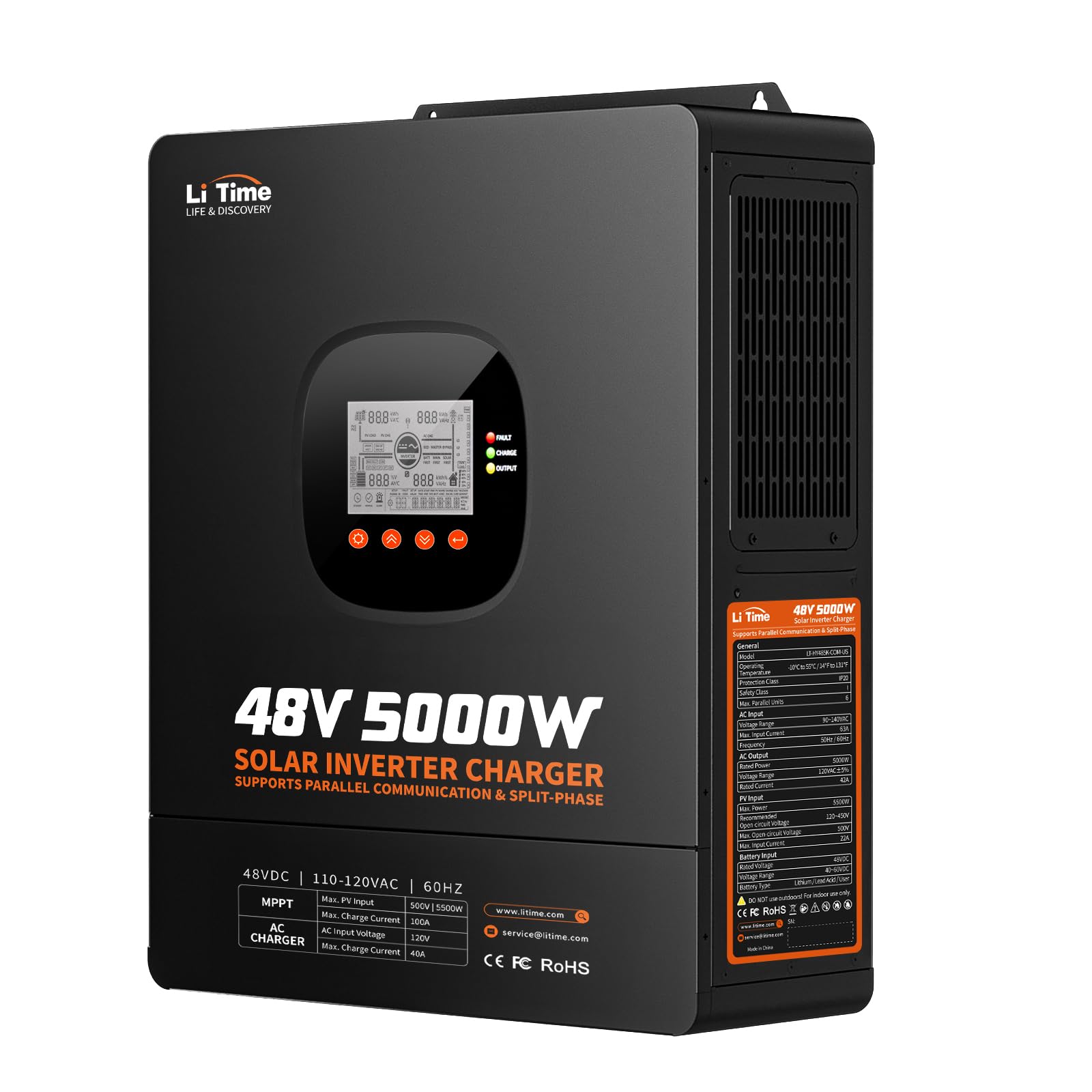 Mua LiTime 5000W Solar Hybrid Inverter Charger, 48V DC to 120V AC Pure ...