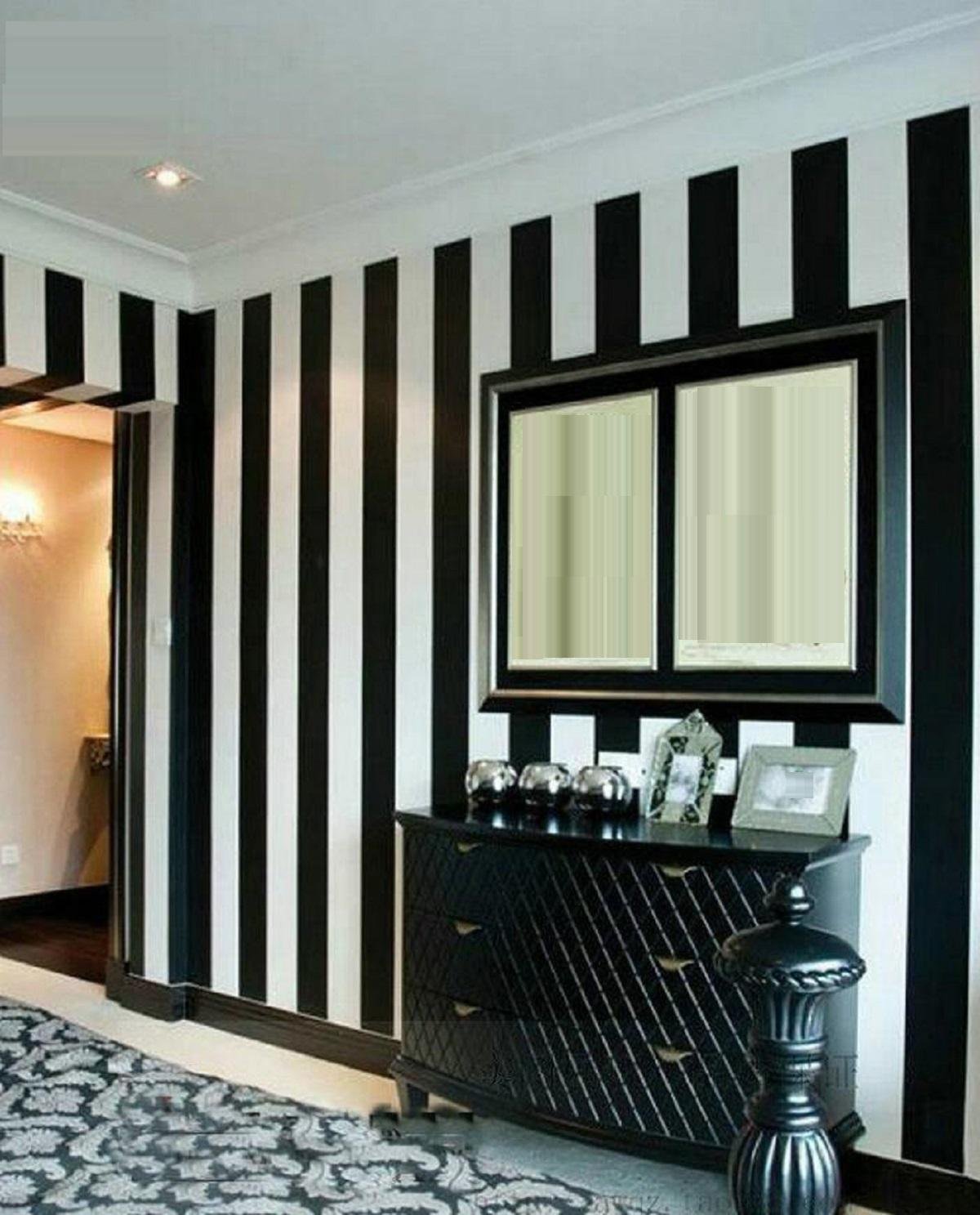 Amazon Com Gaojian Black White Vertical Striped Wall