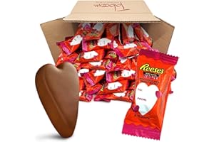 TABOOM Reese'sPeanut Butter Hearts, Individually Wrapped Milk Chocolate Candy, Party Pack of Valentine's Heart Shaped Snacks With Milk Chocolate and Peanut Butter (50 Count)