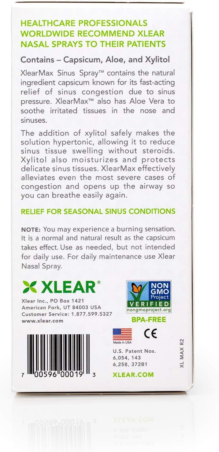 XLEAR MAX Homeopathic Saline Nasal Spray with Capsicum, 1.5 fl oz: Health & Personal Care