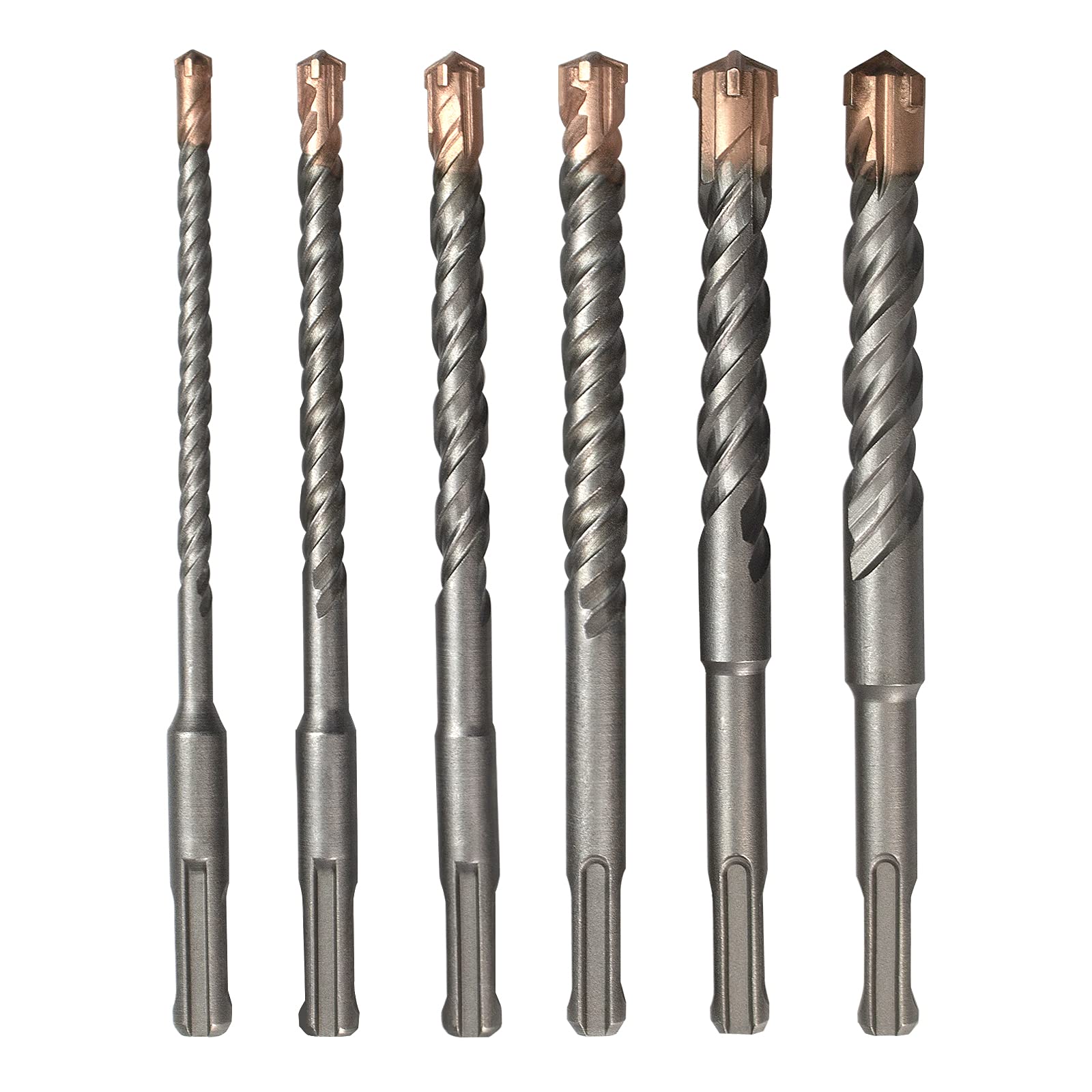 Meccion SDS Plus Hammer Drill Bits Professional Tungsten Cross Tip Rotary Impact Drill bit for Masonry, Brick, Concrete (6 pcs Set) — image 1