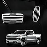 ANFOKAS Compatible with Chevy Silverado 1500 2500 3500 Suburban Tahoe Compatible with GMC Yukon Sierra Accessories Car Foot Pedal Cover Pedals Pads -Silver