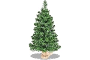Goplus 3ft Tabletop Mini Christmas Tree, Artificial Small Christmas Tree with 96 PVC Branch Tips, Cloth Bag Base, Green Spruce Xmas Tree for Home, Office Decoration, No Assembly Required