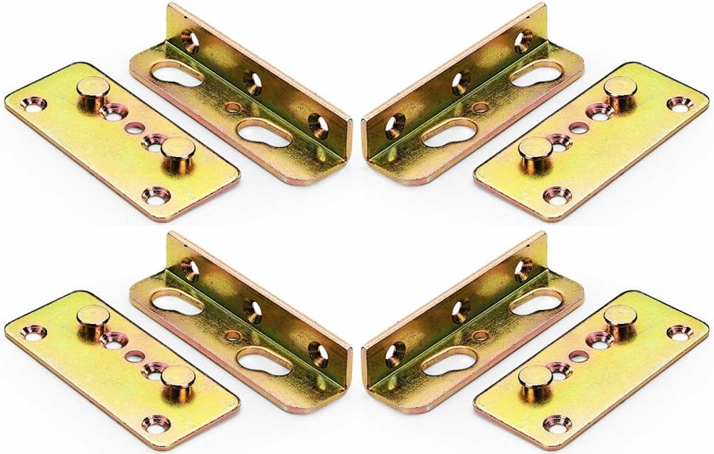Four (4) Heavy Duty Non Mortise Bed Rail Fittings For Connecting Bed