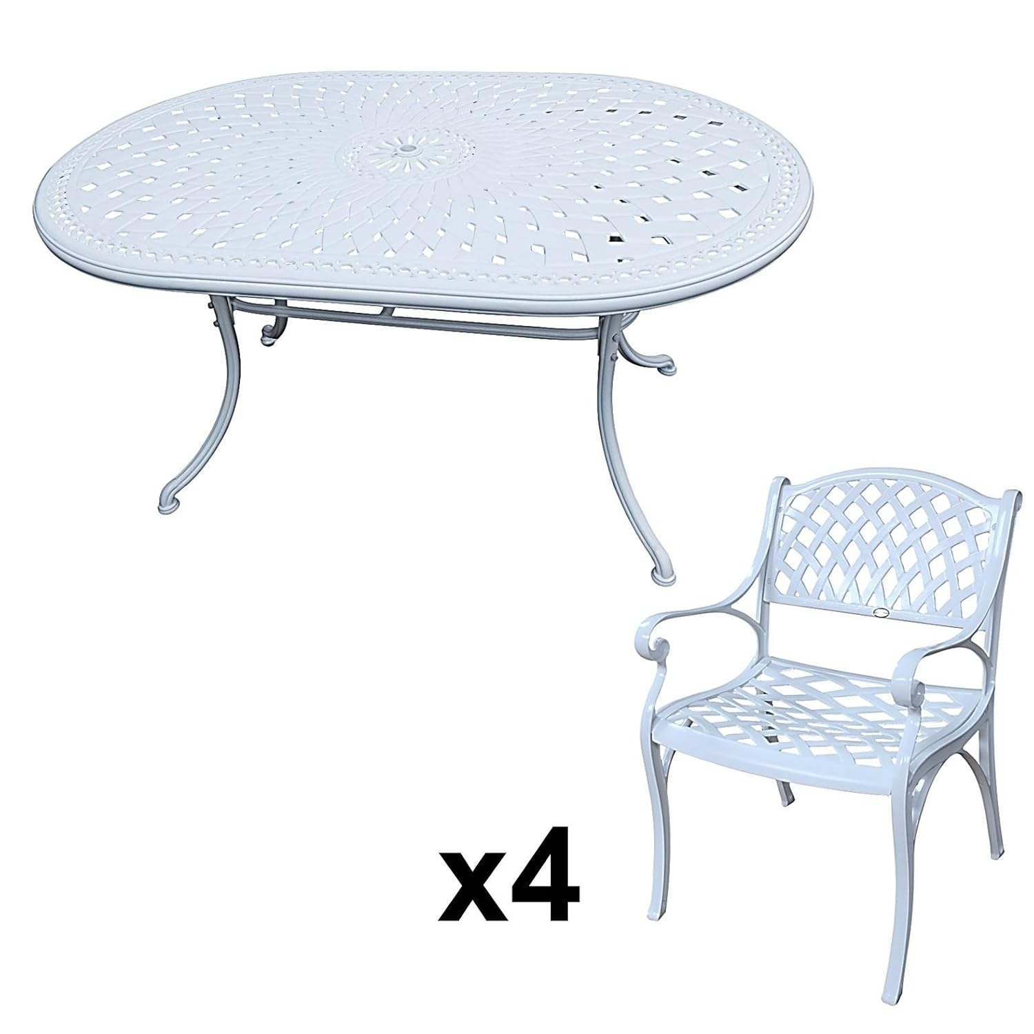 Lazy Susan - JUNE 150 x 95 cm Ovaler Gartentisch mit 4 Stühlen