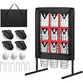 9 Hole Pitching Net with Strike Zone,Portable Softball Pitching Net,Baseball Pitching Net Height Adjustable Easy Setup Heavy Duty Baseball Softball Net for All Skill Levels&Age Pitcher Training