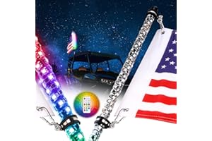 NR NIRIDER Nirider 2ft LED Whip Lights with Flag Pole Remote Control Spiral RGB Chase Light Offroad Warning Lighted Antenna LED Whips for UTV, ATV, SXS, RZR, Can-am, Golf Cart, Truck, Sand, Buggy Dune