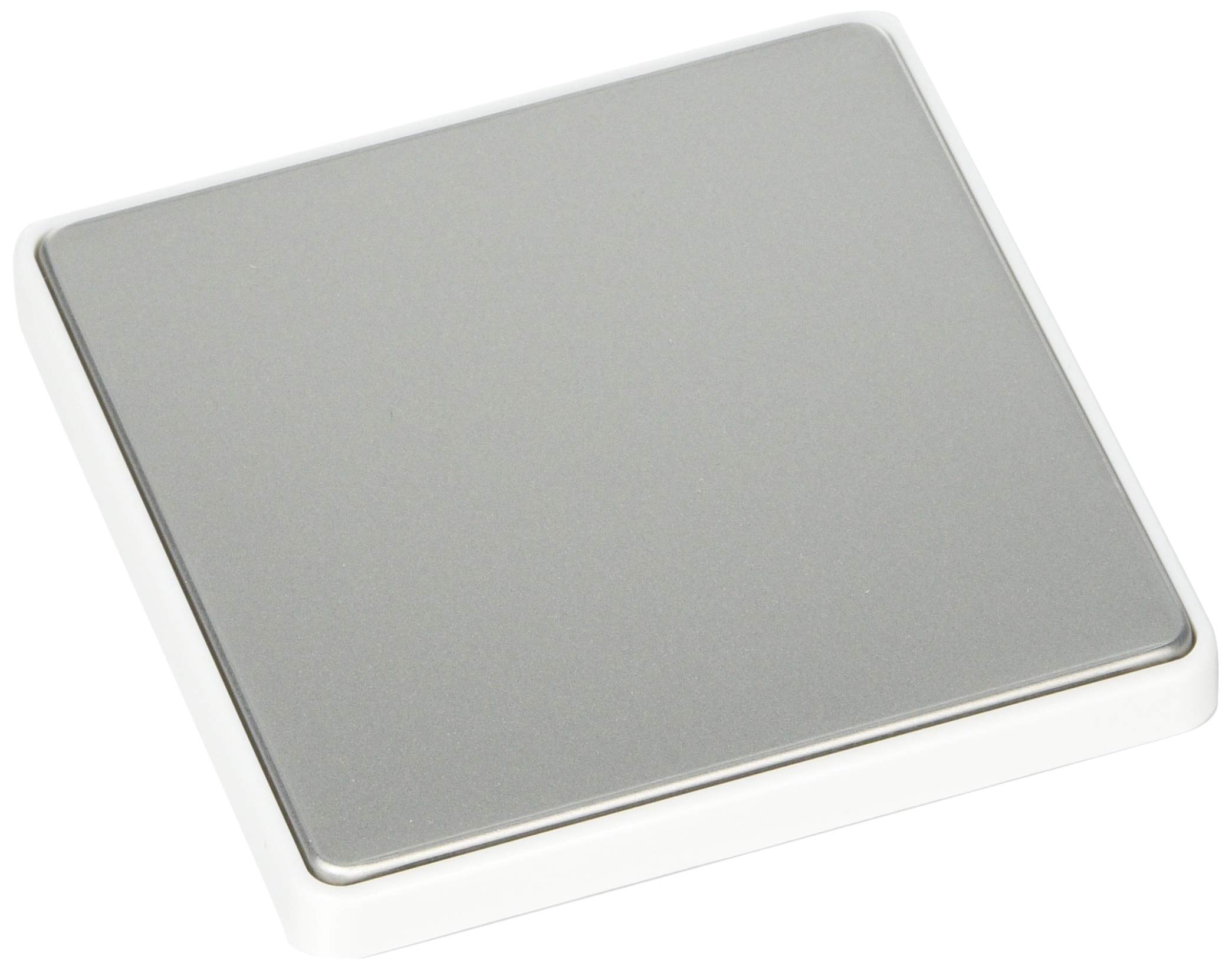 MK Dimensions 1 Gang Satin Steel Finish with a White Trim Blank Frontplate